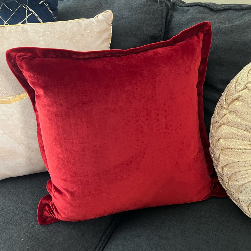 Red Velvet Throw Pillows,goose down - Picture 2 of 5
